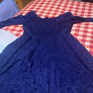Elegant Lace Dress in Deep Blue viral Amazon dress